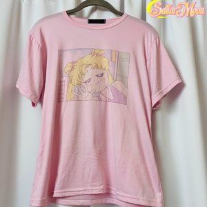 Anime Sailor Moon Pastel Pink Graphic T-Shirt